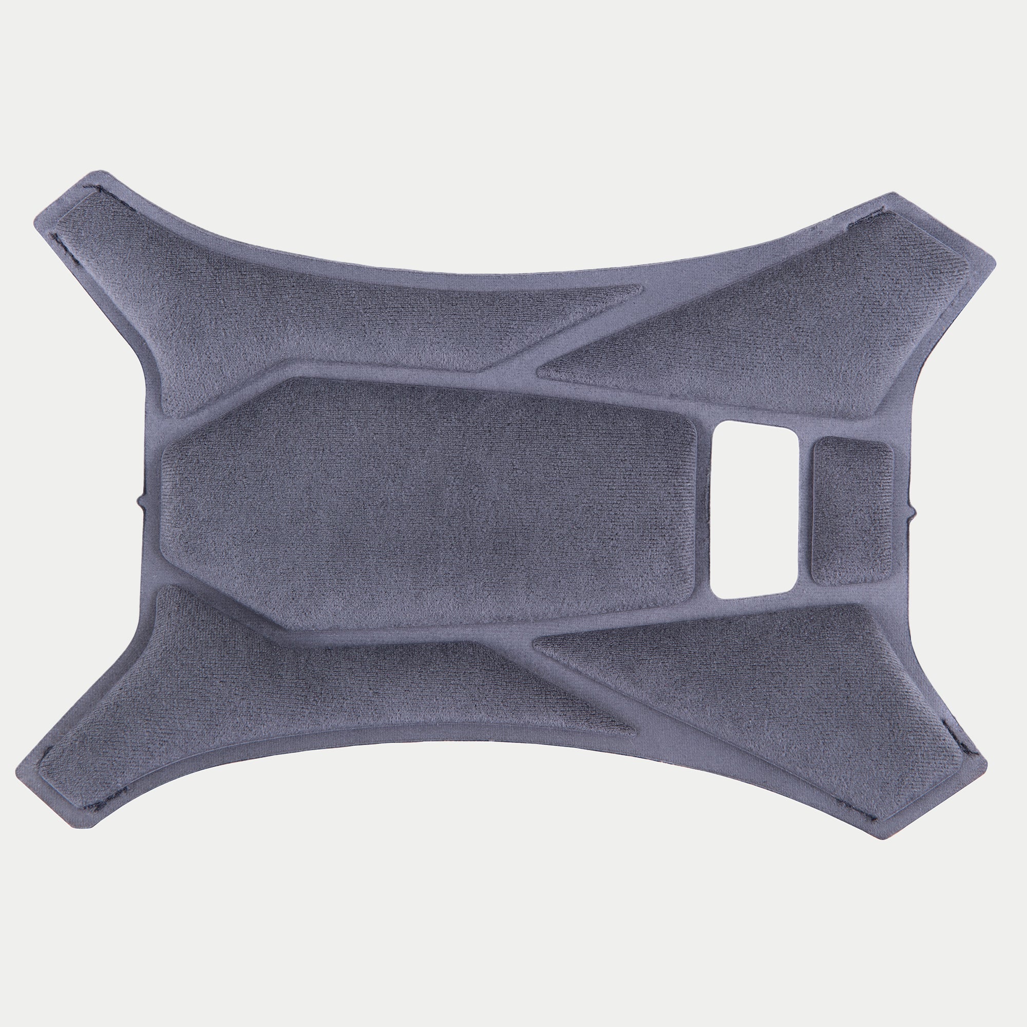 Alpinestars Supertech R10 Top Pad, Gray, official replacement crown pad for S-R10 helmets, featuring soft fabric with geometric padded sections and ventilation cutouts for interior comfort