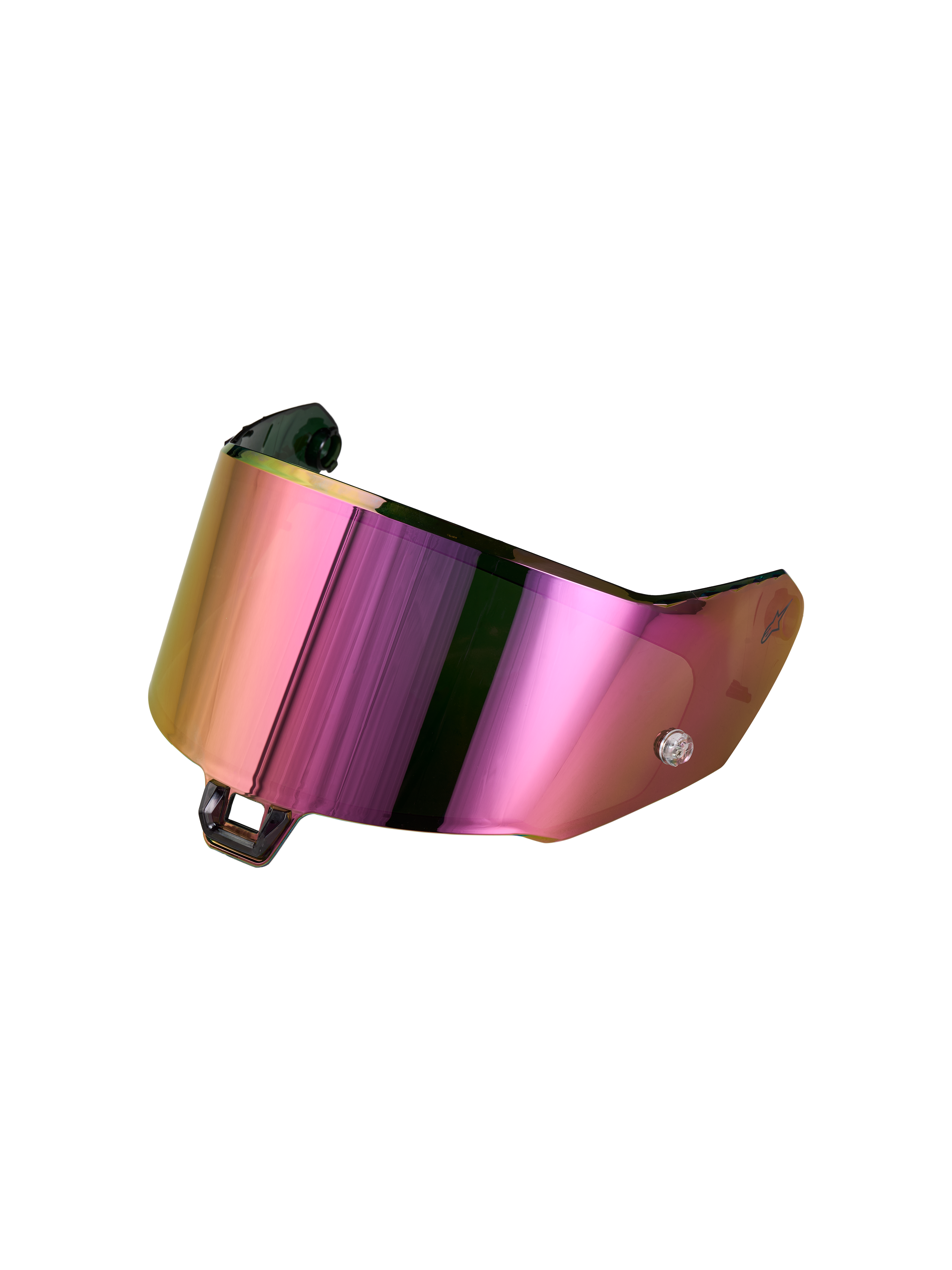 Alpinestars Absolute Vision Shield V2, motorcycle helmet visor accessory for racing and sport riding, Mirror Rainbow and Purple finish, polycarbonate construction