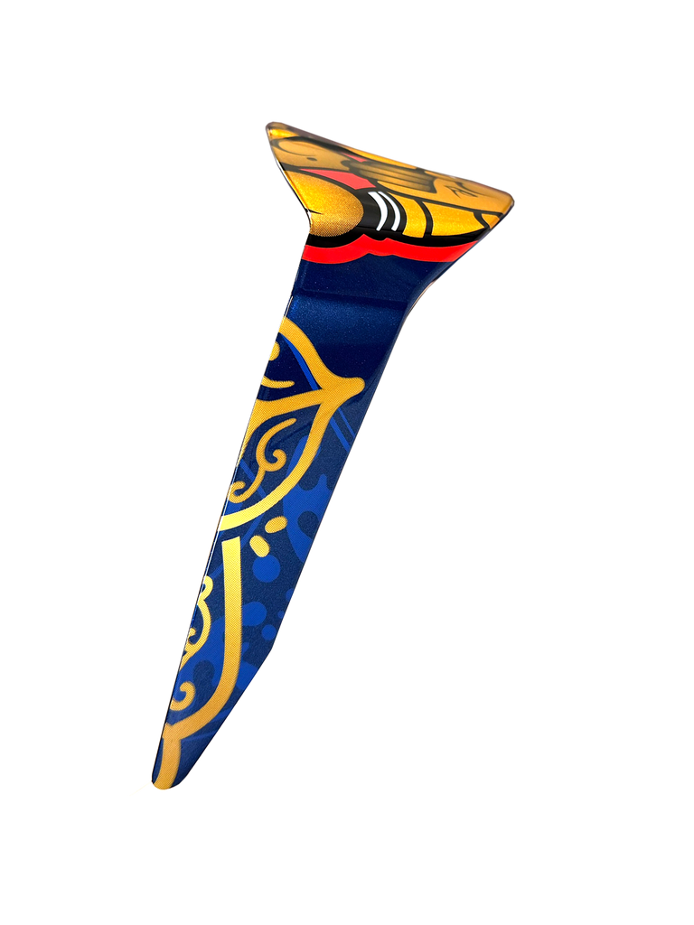 Alpinestars Limited Edition Supertech R10 Martinator Thai Spoiler, racing accessory, glossy blue and gold.