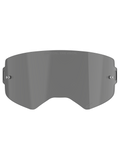 Alpinestars Supertech Smoke Lens, Dark Smoke replacement lens for motocross goggles, curved injection-molded polycarbonate shield with tear-off posts, featuring 'ONE GOAL. ONE VISION.' branding and Alpinestars star logo