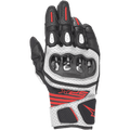 Alpinestars SPX AC V2 Gloves, Motorcycle Sport Gloves, Black White and Red Fluorescent, Carbon Fiber Knuckle Protection, Perforated Leather and Mesh Panels, SPX Branding on Wrist