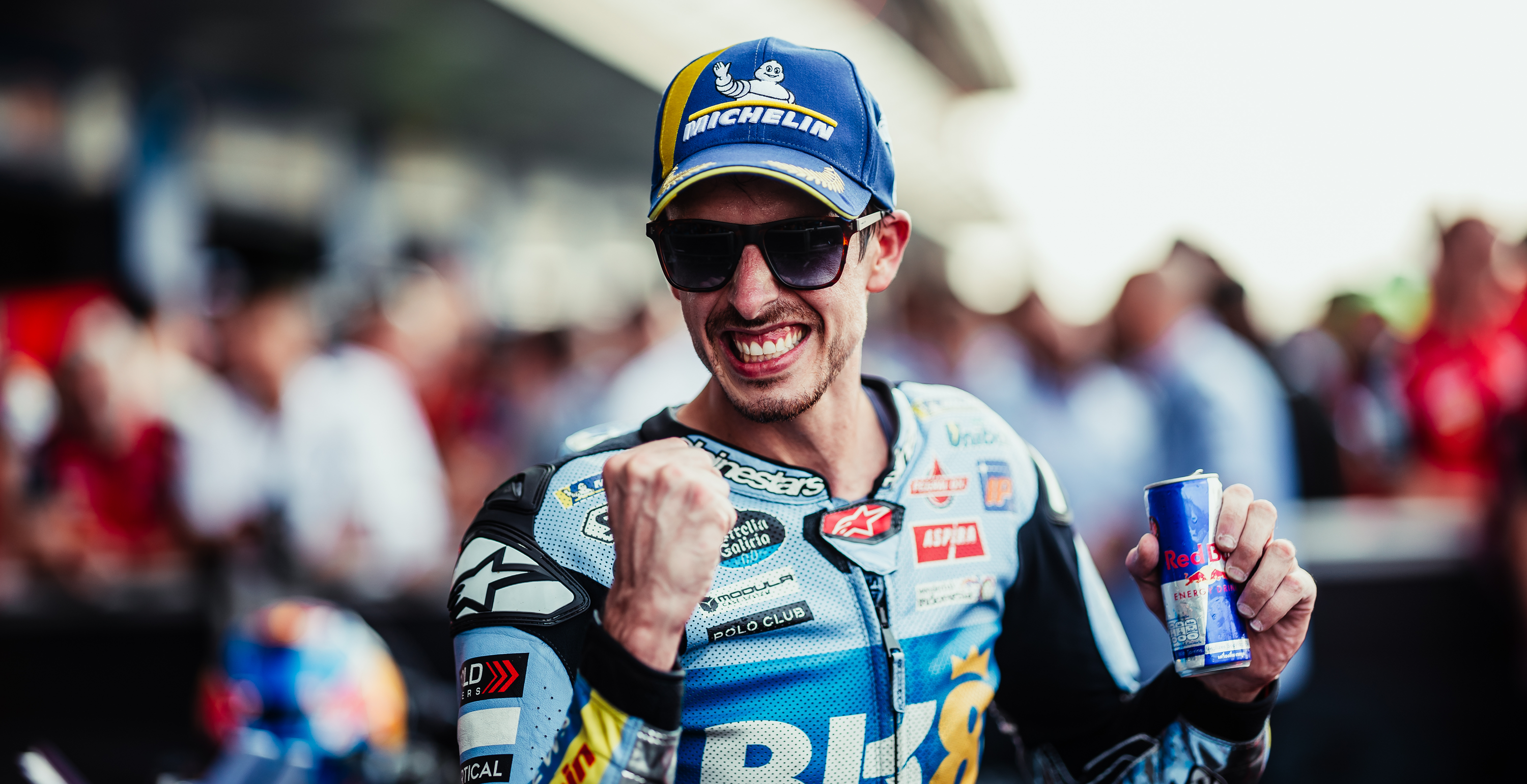 Alex Marquez celebrating a race win