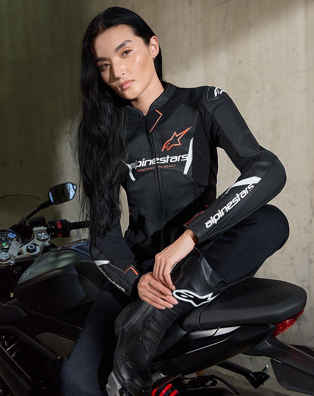 Woman Stella Faster V3 Leather Jacket Black RACING/SPORT Leather