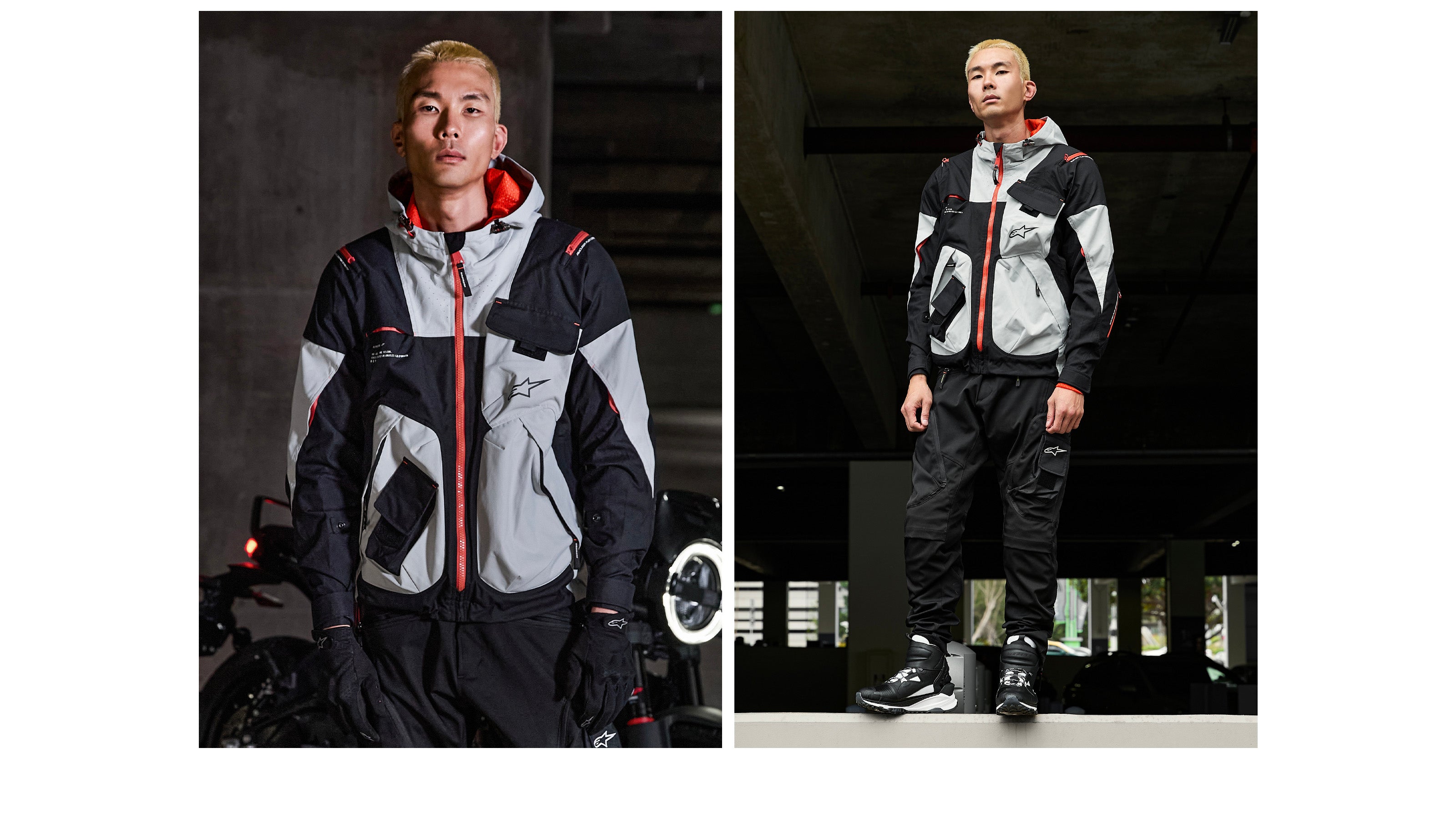 Alpinestars Mogress Air Jacket, black and grey urban motorcycle jacket with utility pockets and breathable mesh construction.