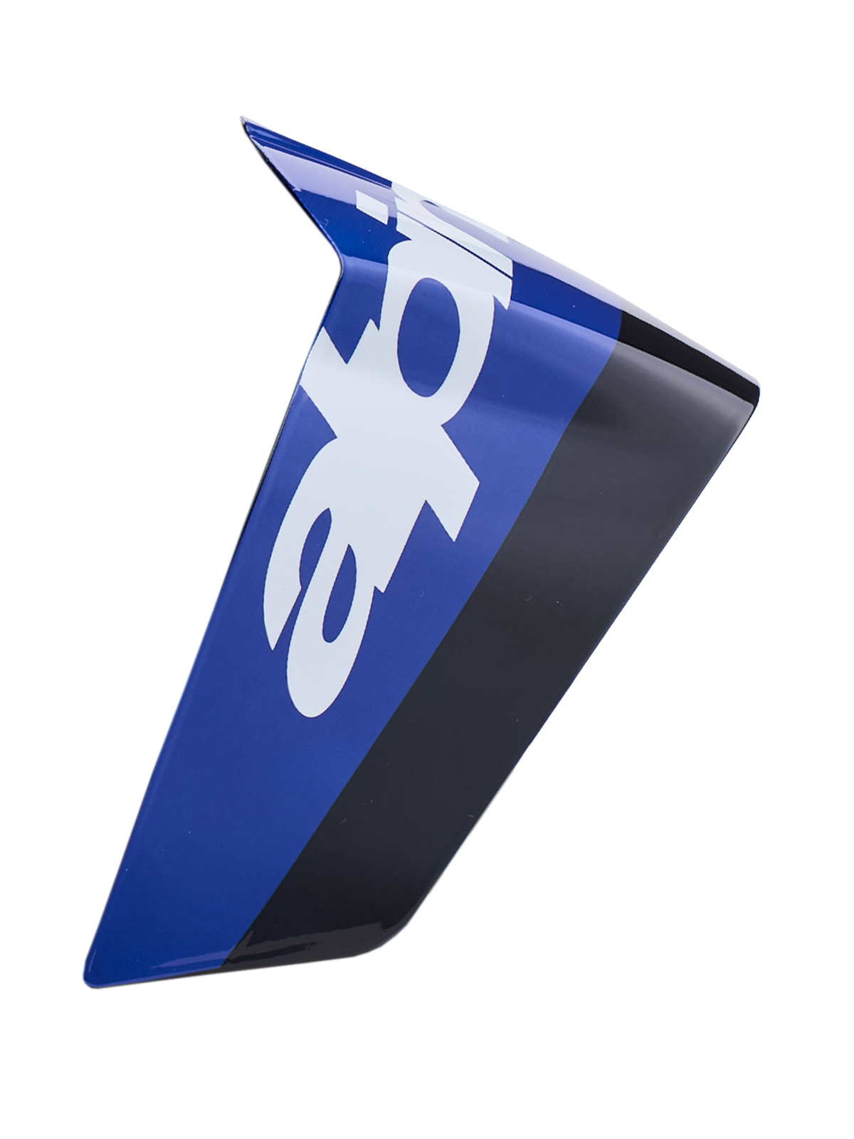 Alpinestars Supertech R10 Arius Race Spoiler, Motorcycle Helmet Aerodynamic Accessory, Blue and Black with White Branding, Glossy Finish, Sharp Angular Design