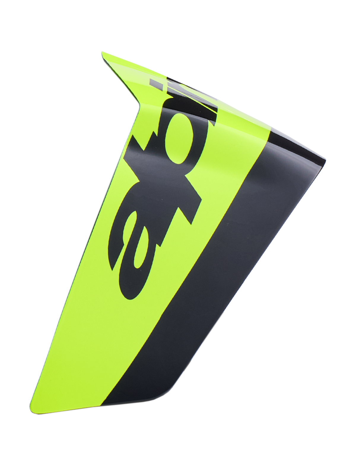 Alpinestars Supertech R10 Arius Race Spoiler, motorcycle helmet aerodynamic spoiler, neon yellow and black, glossy finish with bold black branding, replacement part for racing helmets