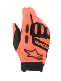 Alpinestars Full Bore Gloves, Motocross Gloves, Orange and Black, featuring breathable stretch fabric, TPR knuckle protection, Alpinestars star logo and ASTARS branding on the backhand, sporty off-road design for airflow and protection