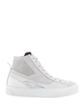 Alpinestars Stella Stated Podium Women's Riding Shoes, White and Gray high-top sneakers with a retro urban design.