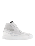Alpinestars Stella Stated Podium Women's Riding Shoes, White and Gray high-top sneakers with a retro urban design.